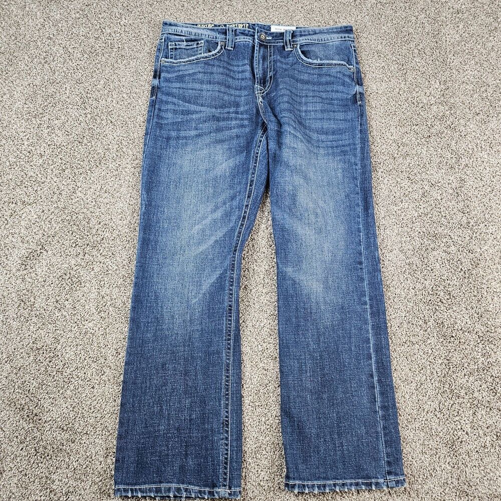 TK Axel Jeans Mens 37x31 Blue Slim Bootcut Cowboy Western Distressed Workwear - Picture 1 of 14